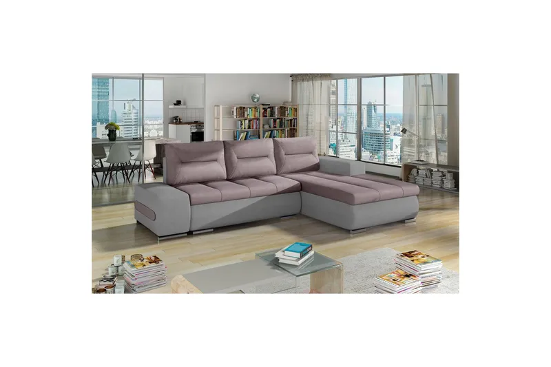 Sektionssofa Eltap Ottavio 275x180x85 cm - Soro 61, Soro 83, Lyserød, Hvid, Højre - Møbler - Sofaer - Sovesofaer