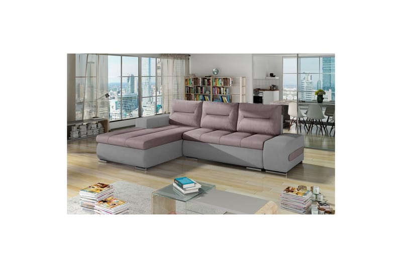 Sektionssofa Eltap Ottavio 275x180x85 cm - Soro 61, Soro 83, Lyserød, Hvid, Venstre - Møbler - Sofaer - Sovesofaer