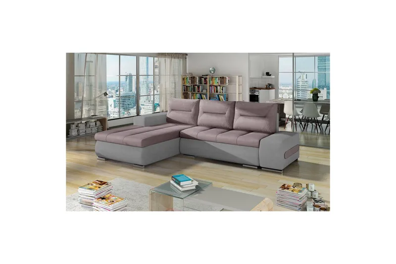 Sektionssofa Eltap Ottavio 275x180x85 cm - Soro 61, Soro 83, Lyserød, Hvid, Venstre - Møbler - Sofaer - Sovesofaer