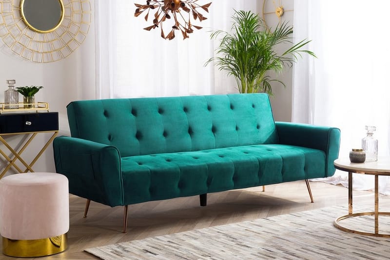Selnes 3-personers Foldbar Sovesofa 100x181 cm i Fløjl - Grøn - Møbler - Sofaer - Sovesofaer