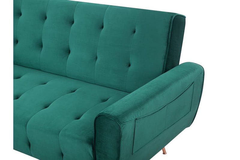 Selnes 3-personers Foldbar Sovesofa 100x181 cm i Fløjl - Grøn - Møbler - Sofaer - Sovesofaer