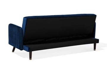 Senja 2-personers Foldbar Rektangulær Sovesofa i Fløjl med Træben - Blå - Møbler - Sofaer - Sovesofaer