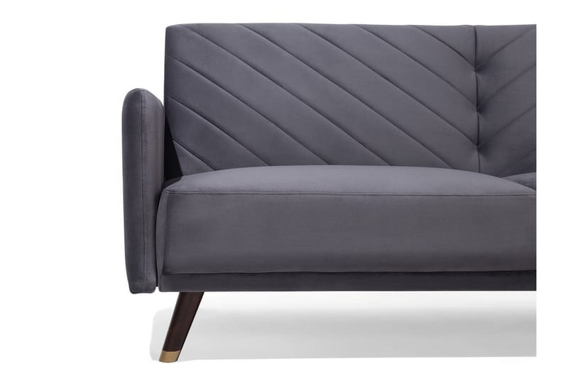 Senja 2-personers Sovesofa 200 cm i Fløjl med Træben - Grå - Møbler - Sofaer - Sovesofaer