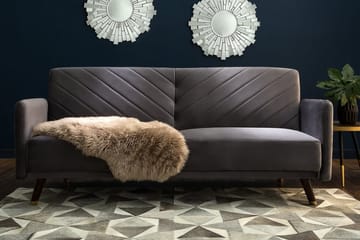 Senja 2-personers Sovesofa 200 cm i Fløjl med Træben - Grå - Møbler - Sofaer - Sovesofaer