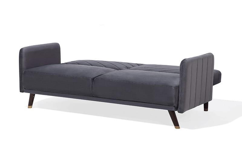 Senja 2-personers Sovesofa 200 cm i Fløjl med Træben - Grå - Møbler - Sofaer - Sovesofaer