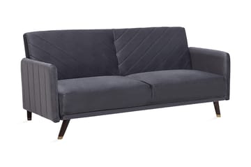 Senja 2-personers Sovesofa 200 cm i Fløjl med Træben - Grå - Møbler - Sofaer - Sovesofaer