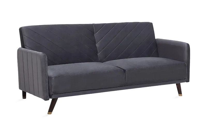 Senja 2-personers Sovesofa 200 cm i Fløjl med Træben, Grå