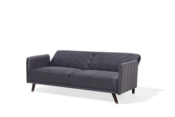 Senja 2-personers Sovesofa 200 cm i Fløjl med Træben - Grå - Møbler - Sofaer - Sovesofaer