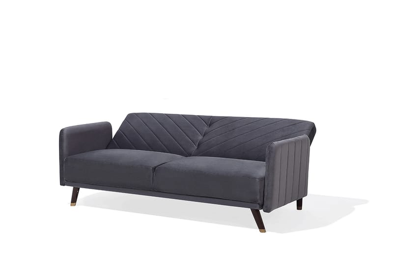 Senja 2-personers Sovesofa 200 cm i Fløjl med Træben - Grå - Møbler - Sofaer - Sovesofaer