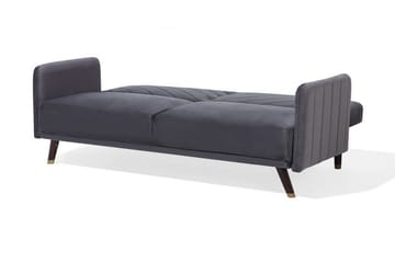 Senja 2-personers Sovesofa 200 cm i Fløjl med Træben - Grå - Møbler - Sofaer - Sovesofaer