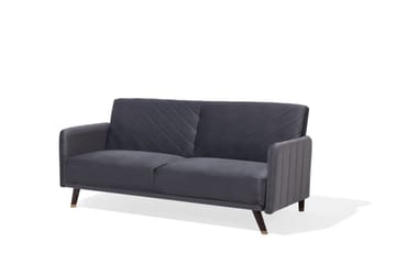 Senja 2-personers Sovesofa 200 cm i Fløjl med Træben - Grå - Møbler - Sofaer - Sovesofaer