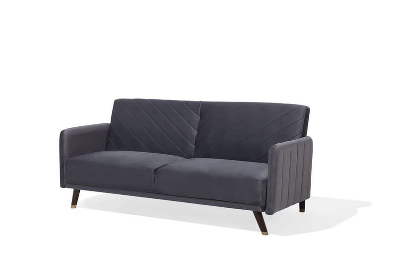 Senja 2-personers Sovesofa 200 cm i Fløjl med Træben - Grå - Møbler - Sofaer - Sovesofaer