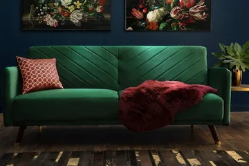 Senja Rektangulær Sovesofa 110x181 cm i Fløjl - Grøn - Møbler - Sofaer - Sovesofaer