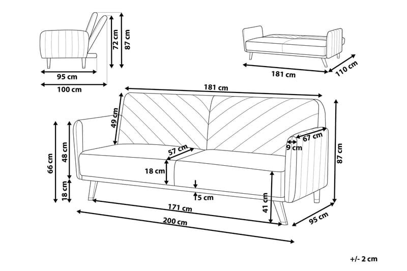 Senja sovesofa 200 cm - Blå - Sovesofaer - 3 personers sovesofa