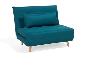 Setten 1-personers Sovesofa Foldbar 104 cm i Stof med Træben - Petrol - Møbler - Sofaer - Sovesofaer
