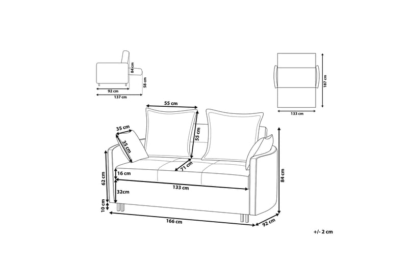 Shadricka sovesofa - Grå - Sovesofaer - 2 personers sovesofa