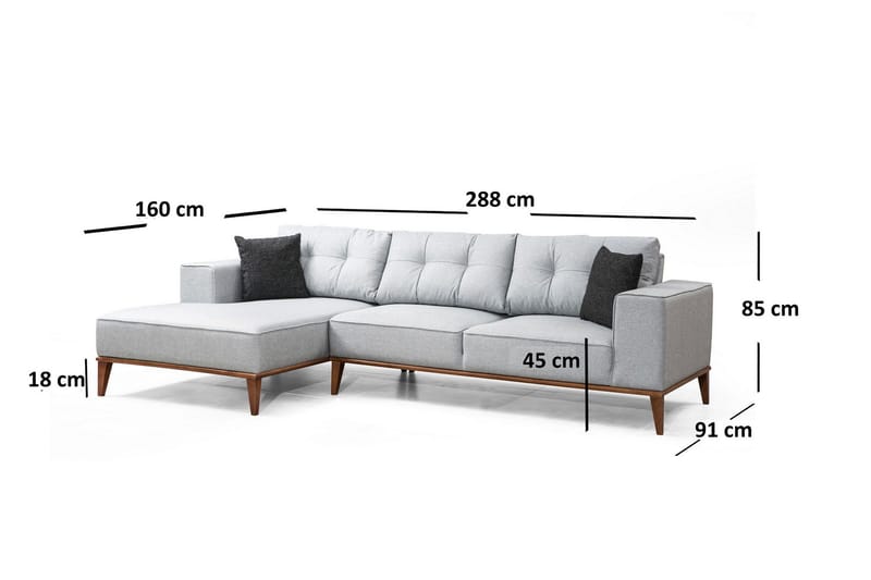 Shallo Sovesofa med Chaiselong Venstre - Grå - Møbler - Sofaer - Sovesofaer