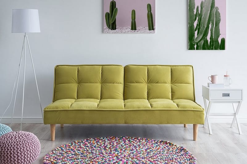 Siljan 3-personers Rektangulær Foldbar Sovesofa 105x177 cm i Fløjl - Grøn - Møbler - Sofaer - Sovesofaer