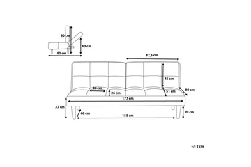 Siljan sovesofa 177 cm - Grå - Møbler - Sofaer - Sovesofaer