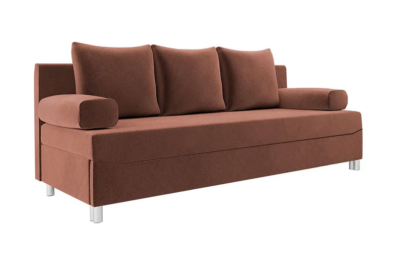 Skatteg 3-personers Sovesofa 133x192 cm med Opbevaring i Stof, Terracotta