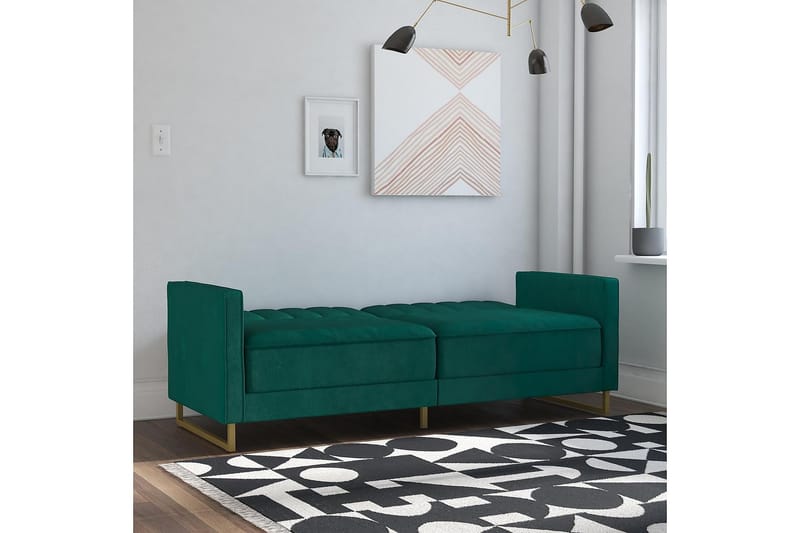 Skylar 2-personers Sovesofa Justerbar Velour/Grøn /Messing - Novogratz - Møbler - Sofaer - Sovesofaer