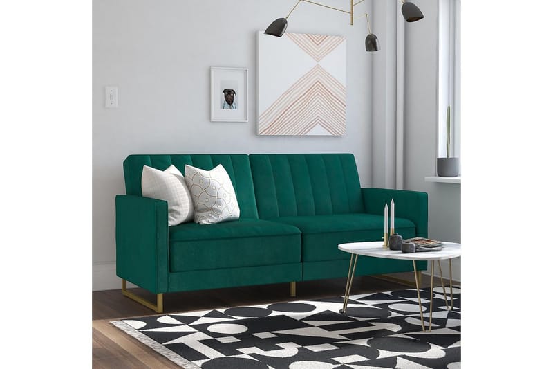 Skylar 2-personers Sovesofa Justerbar Velour/Grøn /Messing - Novogratz - Møbler - Sofaer - Sovesofaer