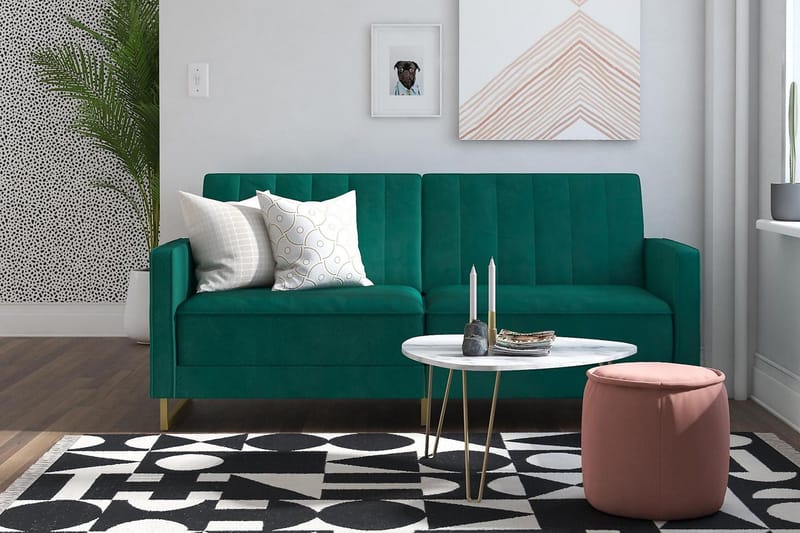 Skylar 2-personers Sovesofa Justerbar Velour/Grøn /Messing - Novogratz - Møbler - Sofaer - Sovesofaer