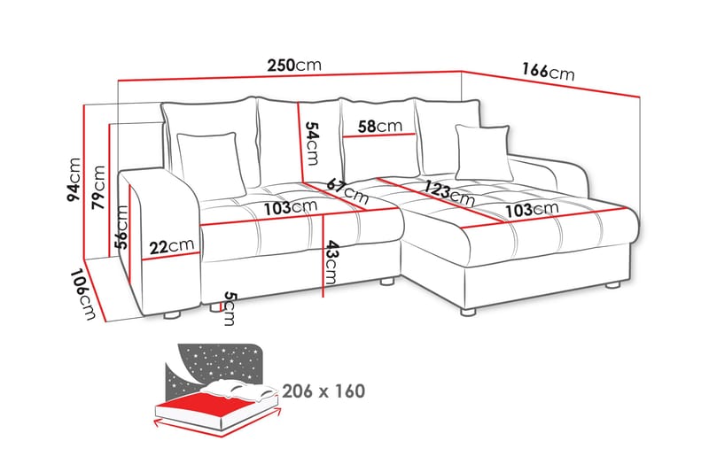Smolmark Sovesofa med Chaiselong 3-personers - Beige - Møbler - Sofaer - Sovesofaer