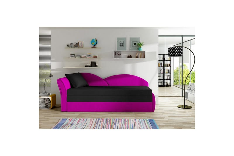 Sofa Eltap Aga 218x80x77 cm - Alova 04, Alova 76, Sort, Pink, Venstre - Møbler - Sofaer - Sovesofaer