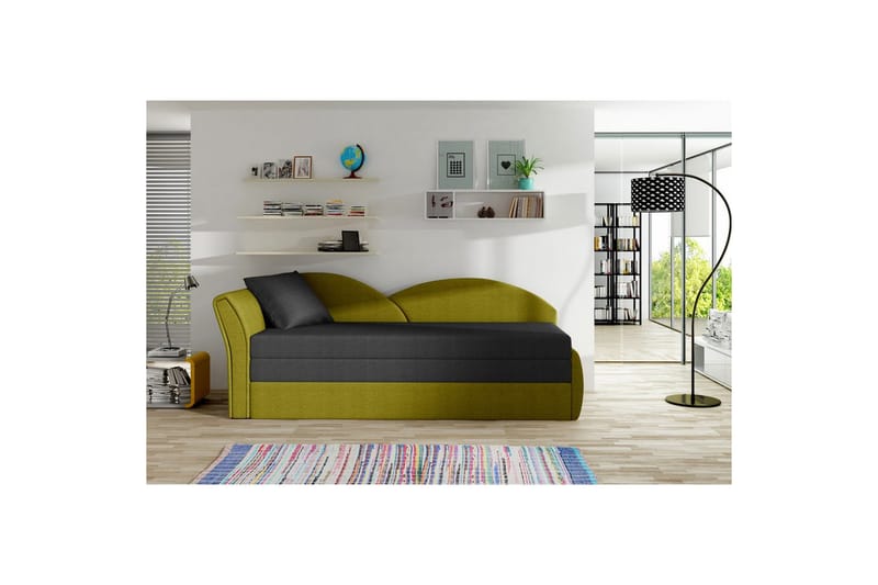 Sofa Eltap Aga 218x80x77 cm - Malmo 96, Malmo 41, Sort, Gul, Venstre - Møbler - Sofaer - Sovesofaer