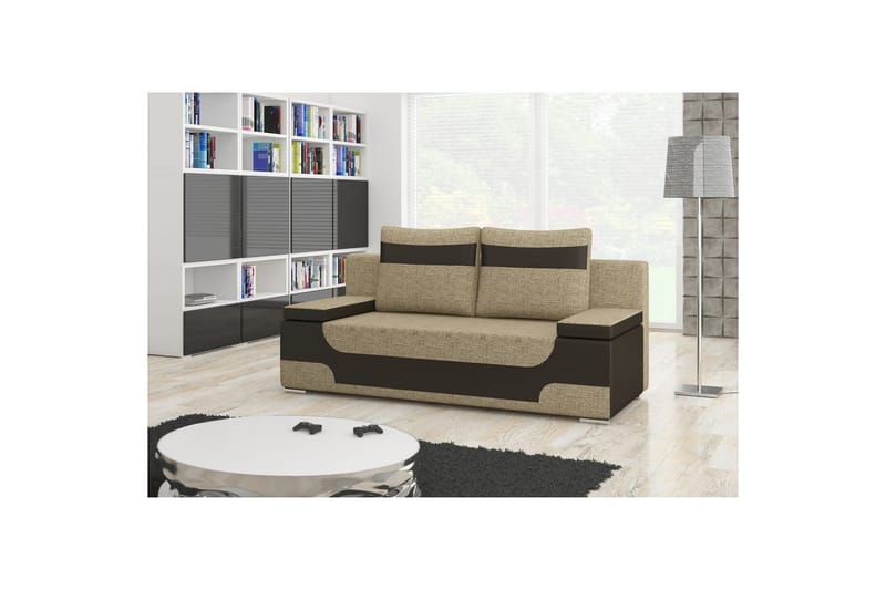 Sofa Eltap Area 200x90x92 cm - Berlin 03, Blød 66, Beige, Mørkebrun - Møbler - Sofaer - Sovesofaer