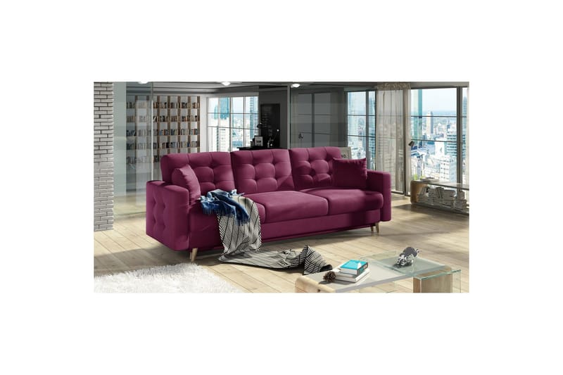 Sofa Eltap Asgard 233x93x92 cm - Mat Velvet 68, Rød - Møbler - Sofaer - Sovesofaer