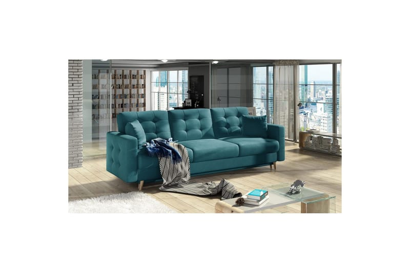 Sofa Eltap Asgard 233x93x92 cm - Mat Velvet 75, Grøn - Møbler - Sofaer - Sovesofaer