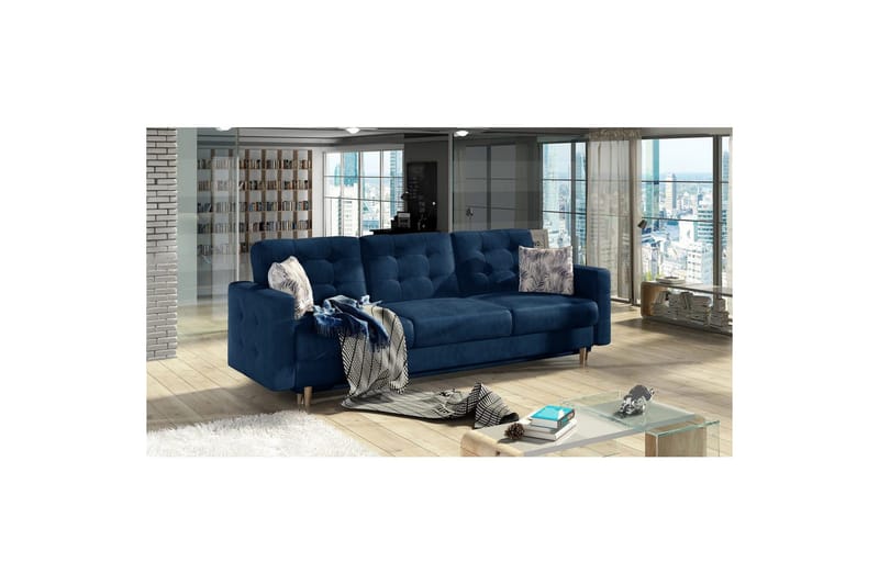 Sofa Eltap Asgard 233x93x92 cm - Monolit 77, Botanical 80, Blå, Mønster - Møbler - Sofaer - Sovesofaer