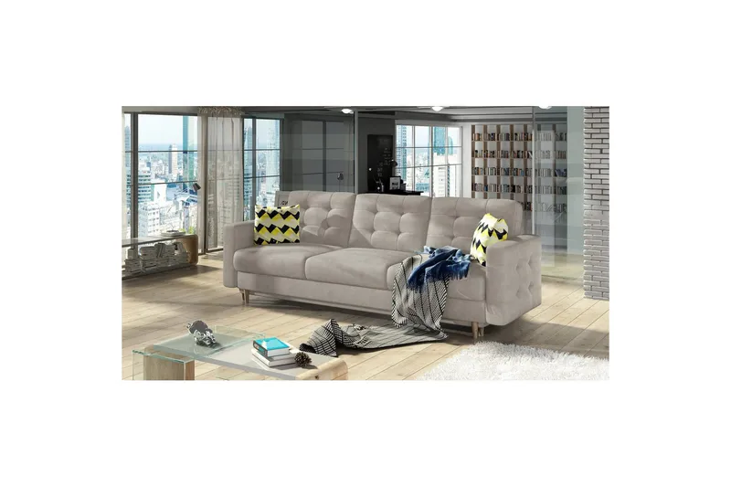 Sofa Eltap Asgard 233x93x92 cm - Paros 02, Zigzag 53, Beige, Mønster - Møbler - Sofaer - Sovesofaer