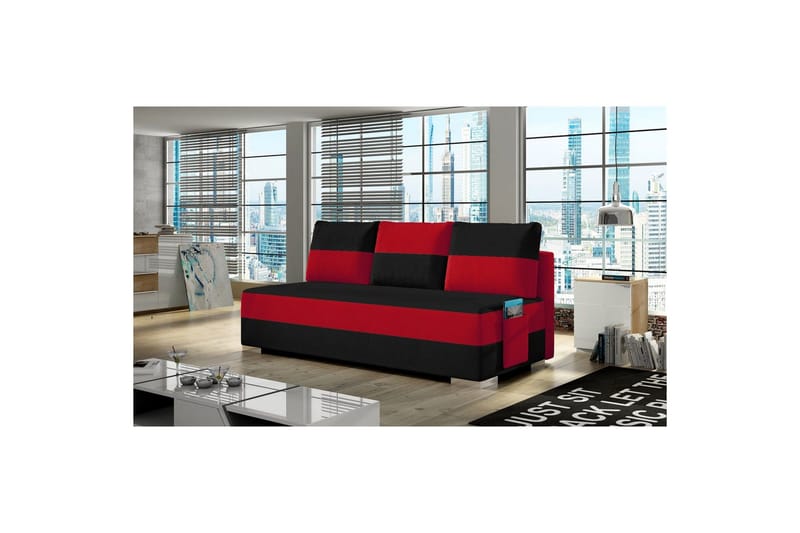 Sofa Eltap Atila 200x83x92 cm, Alova 04, Alova 46, Sort, Rød