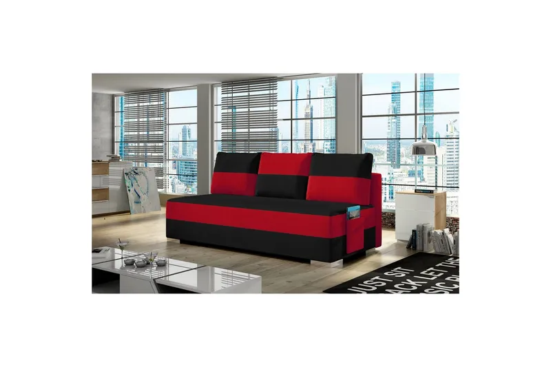 Sofa Eltap Atila 200x83x92 cm - Alova 04, Alova 46, Sort, Rød - Møbler - Sofaer - Sovesofaer