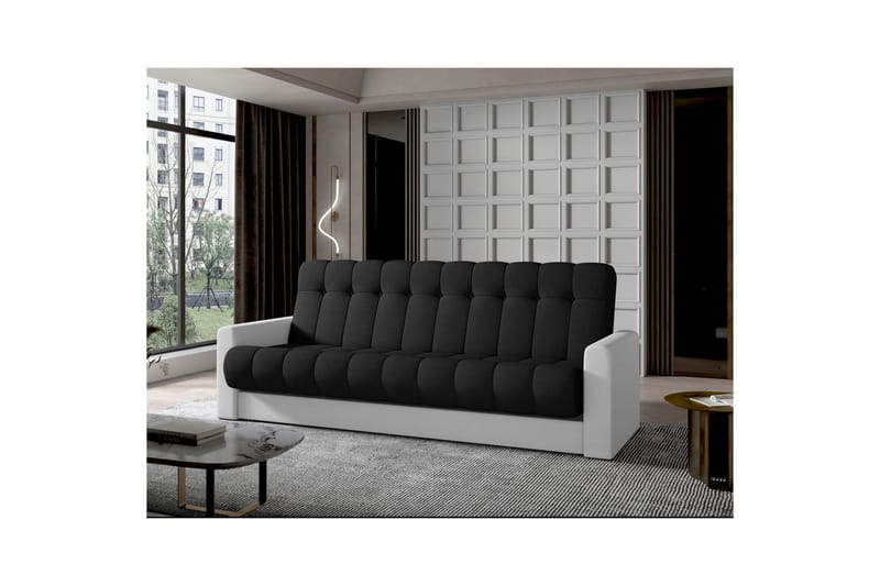 Sofa Eltap Garett 212x85x90 cm - Sawana 14, Soft 17, Sort, Hvid - Møbler - Sofaer - Sovesofaer