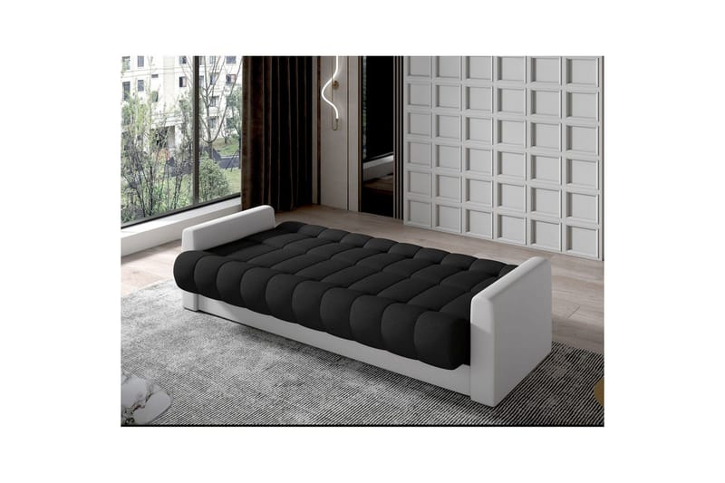 Sofa Eltap Garett 212x85x90 cm - Sawana 14, Soft 17, Sort, Hvid - Møbler - Sofaer - Sovesofaer