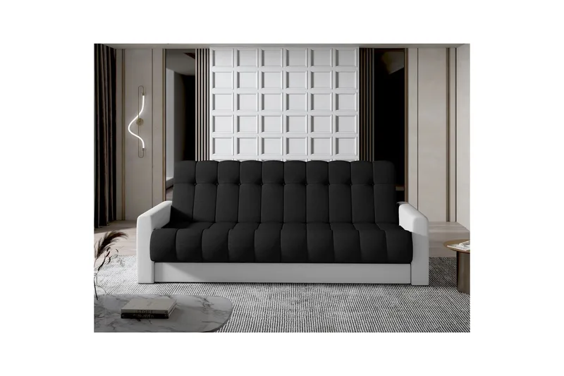 Sofa Eltap Garett 212x85x90 cm - Sawana 14, Soft 17, Sort, Hvid - Møbler - Sofaer - Sovesofaer