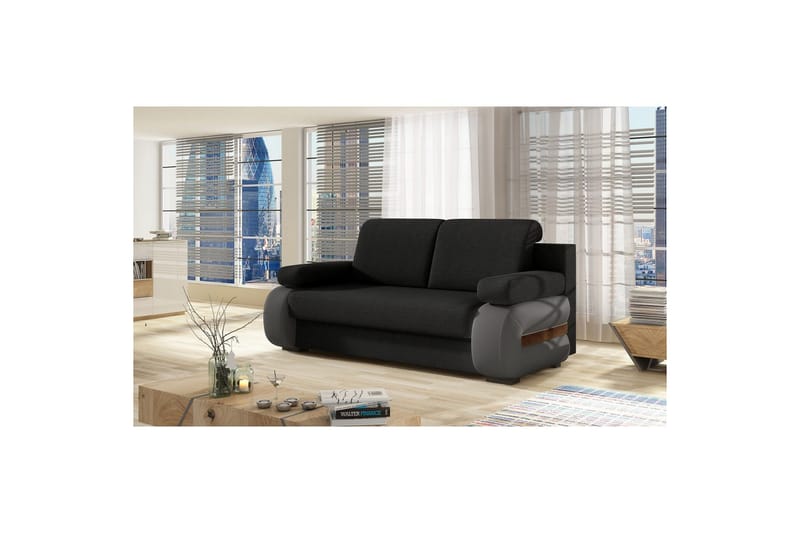Sofa Eltap Laura 202x79x84 cm - Sawana 14, Soft 29, Sort, Grå - Møbler - Sofaer - Sovesofaer