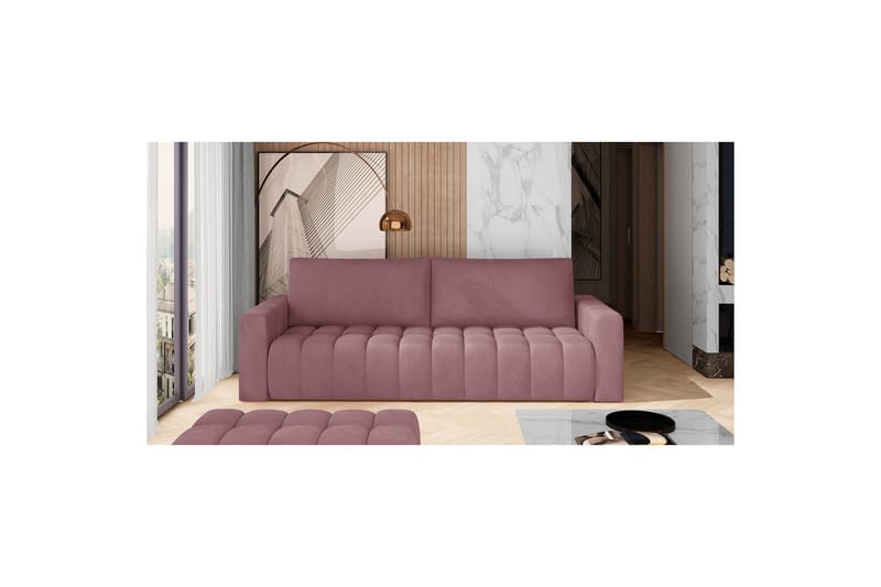 Sofa Eltap Lazaro 247x97x92 cm - Mat Velvet 63, Pink - Møbler - Sofaer - Sovesofaer