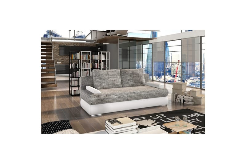 Sofa Eltap Milo 213x95x90 cm, Berlin 01, Blød 17, Grå, Hvid