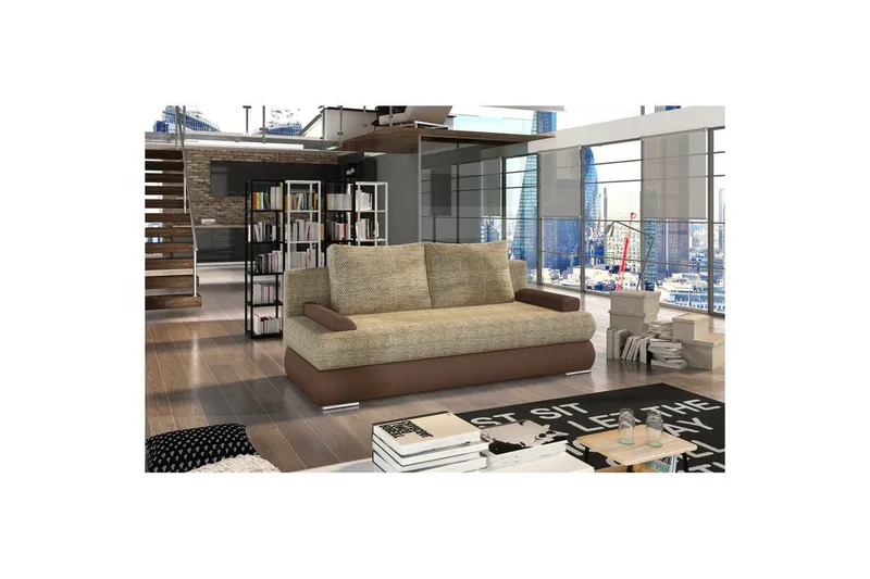 Sofa Eltap Milo 213x95x90 cm - Berlin 03, Blød 15, Beige, Brun - Møbler - Sofaer - Sovesofaer