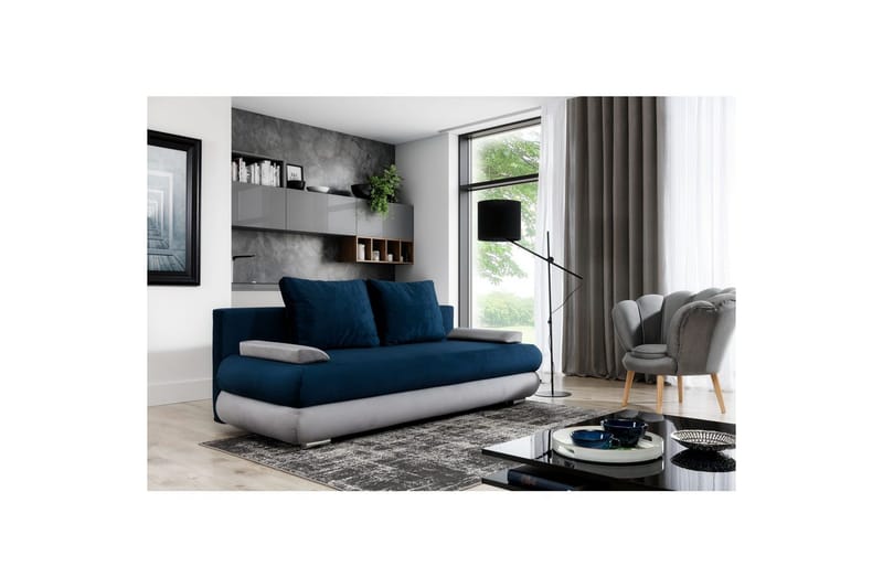 Sofa Eltap Milo 213x95x90 cm, Monolith 77, Monolith 84, Blå, Lysegrå