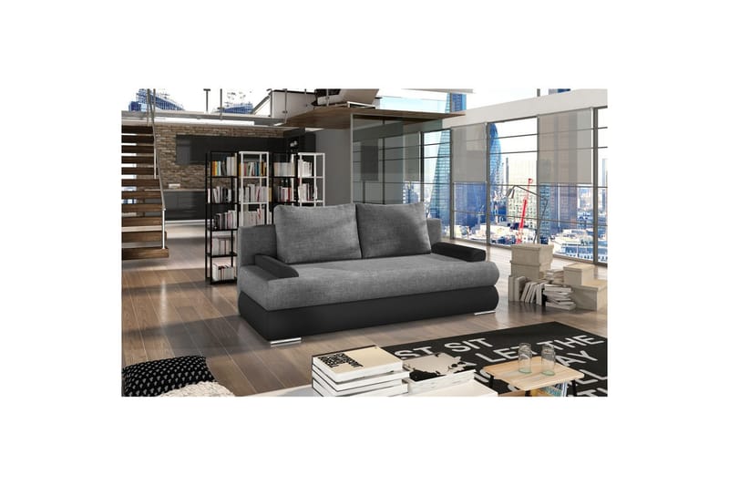 Sofa Eltap Milo 213x95x90 cm - Sawana 05, Soft 11, Grå, Sort - Møbler - Sofaer - Sovesofaer