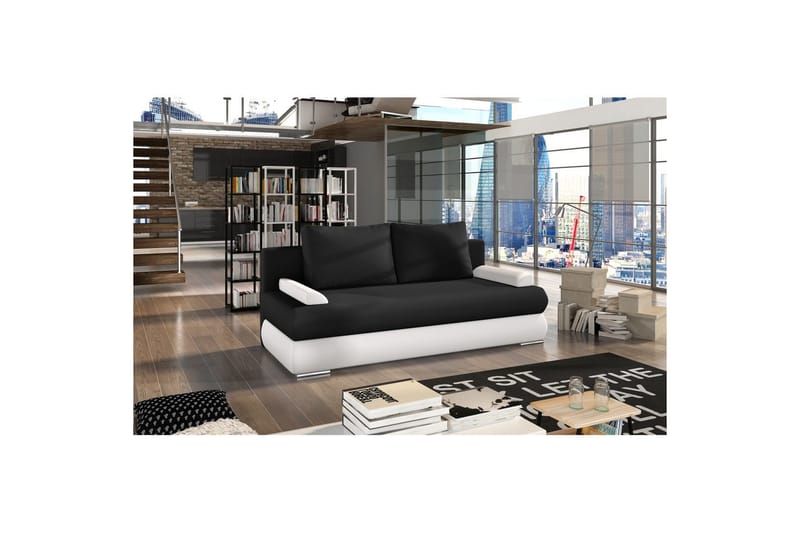 Sofa Eltap Milo 213x95x90 cm - Soft 11, Soft 17, Sort, Hvid - Møbler - Sofaer - Sovesofaer