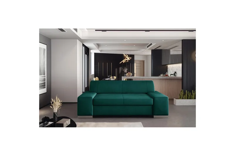 Sofa Eltap Porto - Mat Velvet 75, Grøn, 2190x62x73 cm - Møbler - Sofaer - Sovesofaer