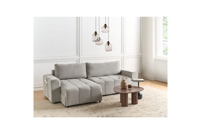 Sofa i højre hjørne Højrevendt Innvik - Grå, 213x156 cm - Møbler - Sofaer - Sovesofaer