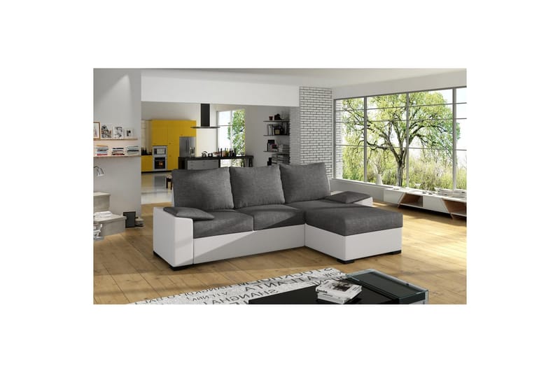 Sofa med chaiselong Eltap Letto 245x160x90 cm - Sawana 05, Soft 17, Grå, Hvid - Møbler - Sofaer - Sovesofaer